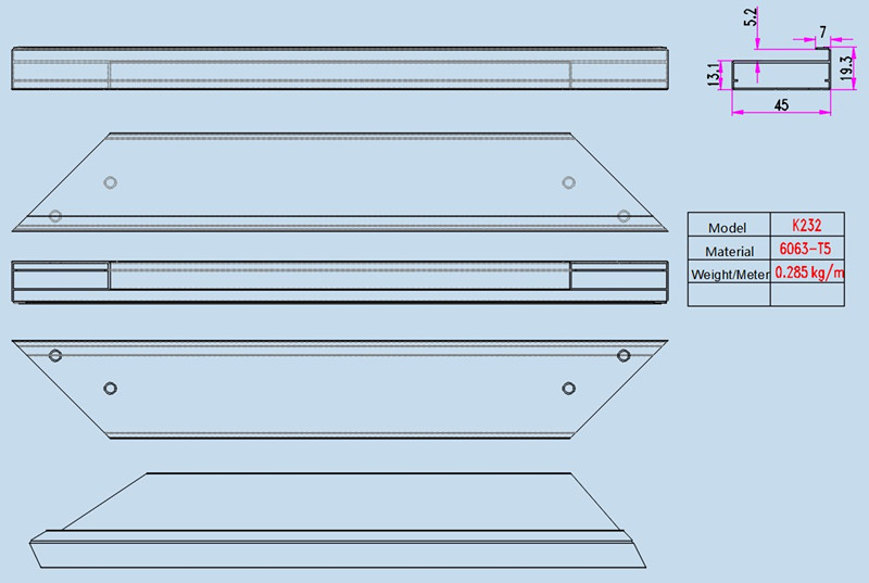 Desk drawer frame profile